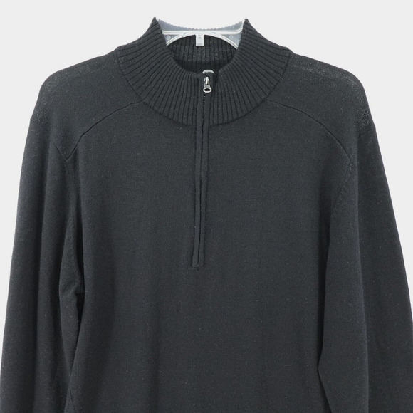 Smartwool Sweater Mens Large Black Merino Wool Blend 1/4 Zip Pullover Jumper - Picture 3 of 14